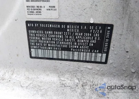 2020 Volkswagen Golf Gti 2.0T Autobahn/2.0T S/2.0T Se z USA, uszkodzony, nr VIN 3VW5T7AUXLM010413